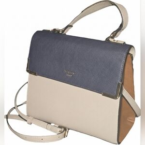 ​Dune London Tri-Color Block Satchel Bag Blue Grey Tan